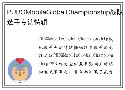 PUBGMobileGlobalChampionship战队选手专访特辑